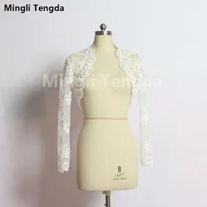 Mingli Tengda белая накидка с длинными рукавами для невесты, вечерние кружевные накидки цвета слоновой костибелого размера плюс, свадебные куртки, свадебное болеро, накидка