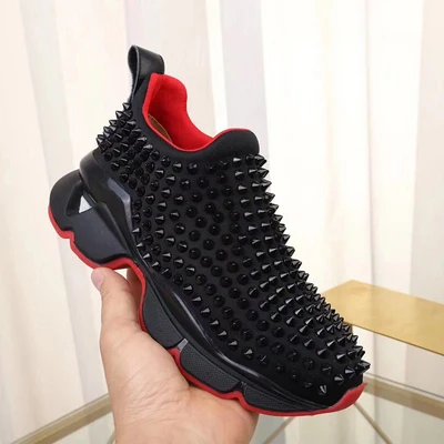 black GCYFWJ Rivet Sneakers Woman Red Sneakers Spring Autumn Flats Non-slip Breathable Casuals Couple Shoes Zapatillas Rojas Mujer - Цвет: black