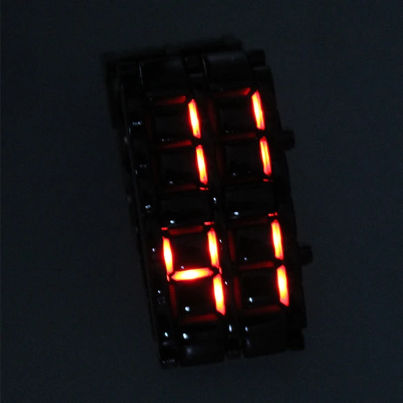 Unisex New Excellent Digital Lava Style Red LED Metal Wrist Watch Men Women Personality E2shopping TT@88