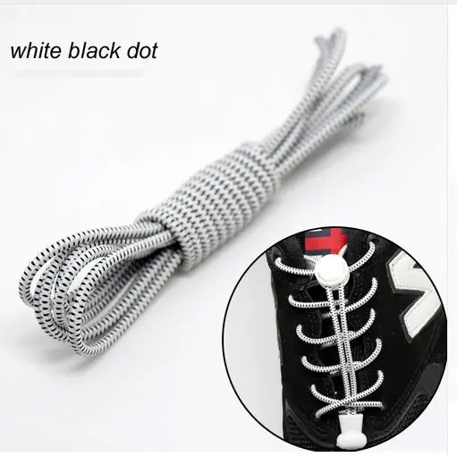 WHITE black dot CORA WANG1 пара фиксирующие ленивые кроссовки со шнурками эластичные шнурки для детей безопасные эластичные шнурки для обуви ASL666B - Цвет: WHITE black dot