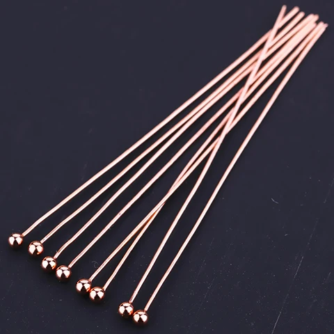 6 шт. 925 пробы серебряные ювелирные изделия иглы DIY аксессуары круглая игла носить бисером Серебряная игла ручной работы жемчуг Серебряная игла - Цвет: Rose gold