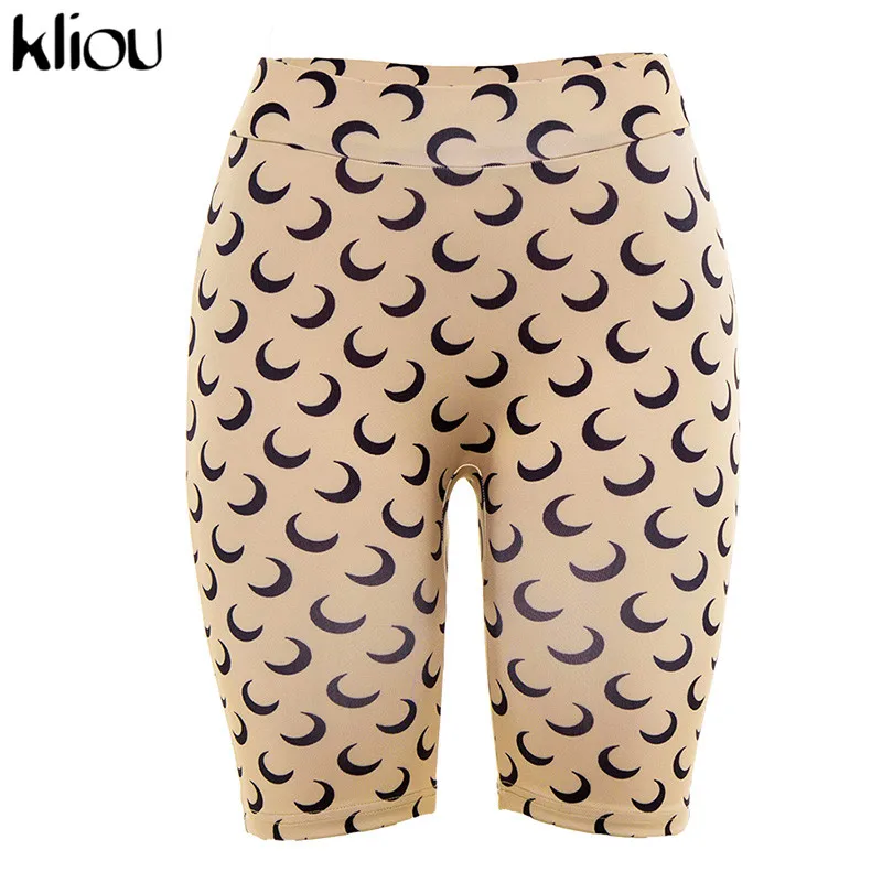 Kliou women skinny shorts elastic high waist fitness short print trousers summer female casual fashion street short pants - Цвет: Хаки