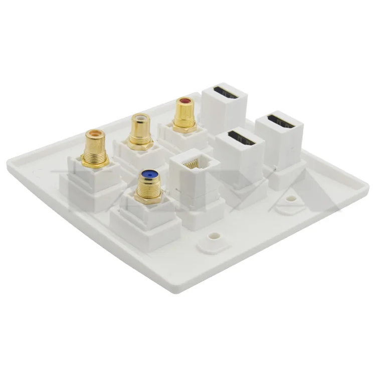 3 X HDMI RCA AV RJ45 F head TV wall plate support DIY|tv plate|wall platewall hdmi |