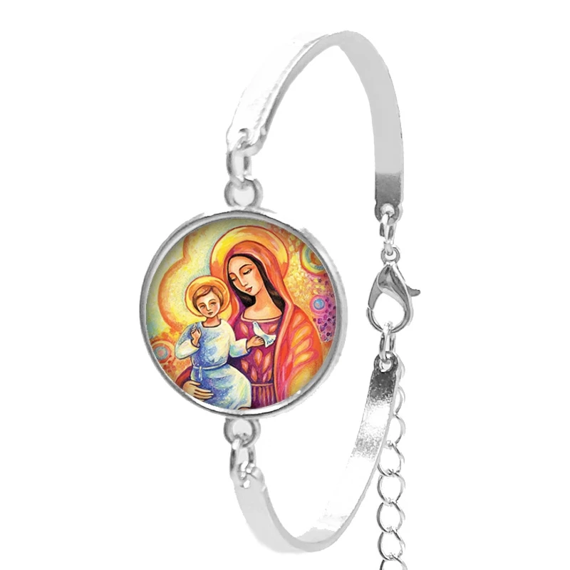 2019 Новый верующий Кристиан Дева Мэри выпуклая круглая девушка браслет Круглое