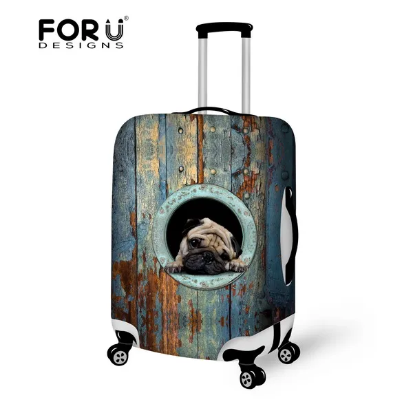 C0052 FORUDESIGNS/3D милая собака мопс защитные чехлы эластичный багажный чехол для 18-30 дюймов багажник сумка чемодан на молнии - Цвет: C0052