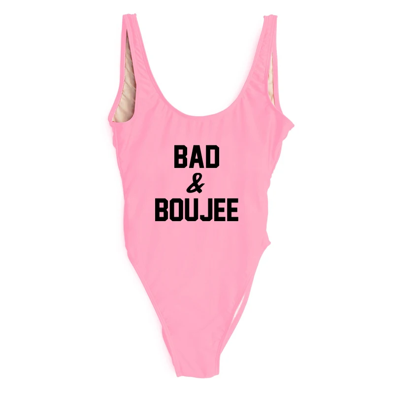 BAD & BOUJEE Цельный купальник с буквенным принтом сексуальный высоким вырезом и