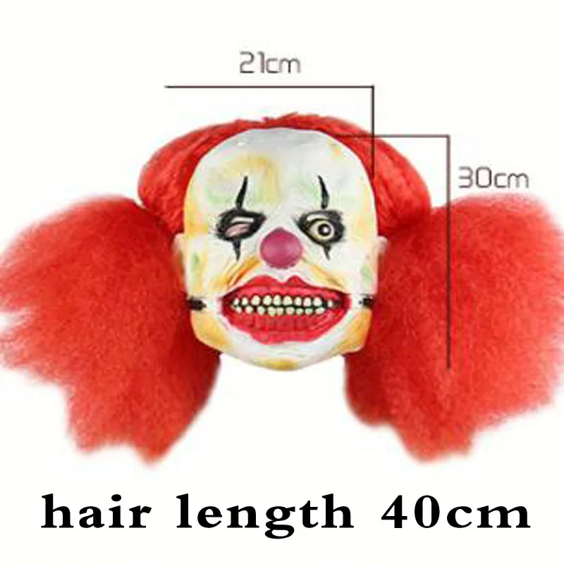 Хэллоуин ужасная маска с париком страшно Pennywise Clown анфас взрослых Маска латекс