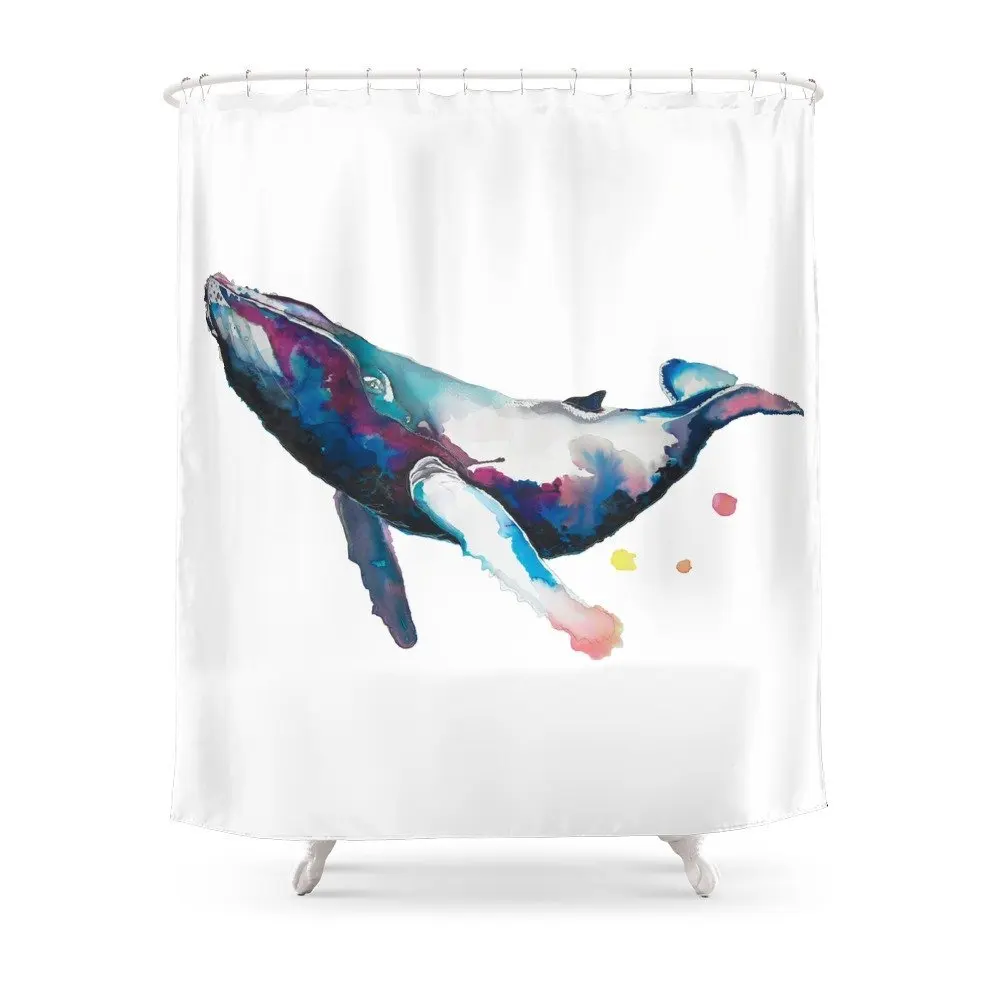 Humpback КИТ занавески для душа полиэстер ткань Ванная комната украшение дома