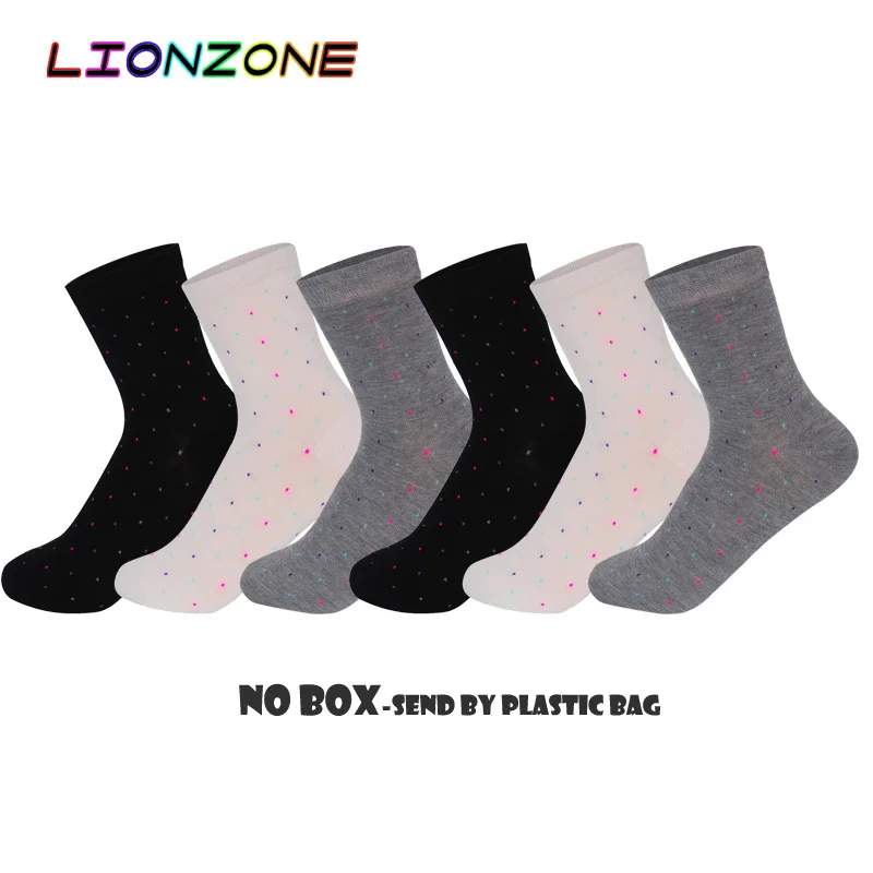 LIONZONE 6 пар/лот ежедневного Maiden носки с красочные пятна платье для девочек бамбук милый Женские носки Mujer подарочная коробка - Цвет: Bag
