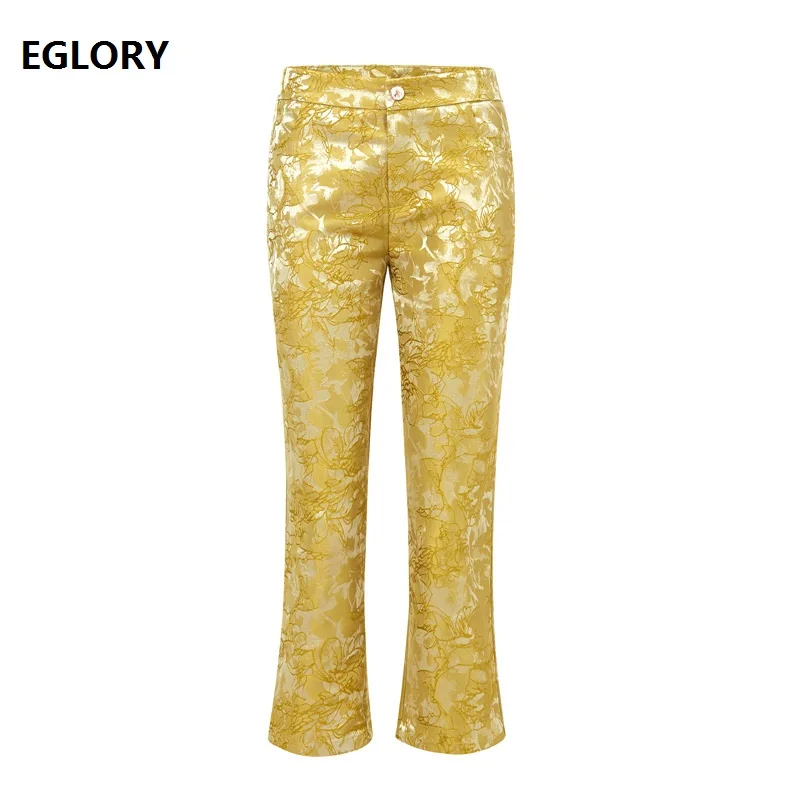 Женские брюки с вышивкой желтые и белые Капри в винтажном стиле размеры XXL весна
