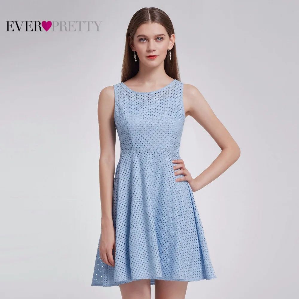 Короткие вечерние платье для выпускного вечера Ever Pretty AS05504 Новая мода Круглый вырез без рукавов Простые платья для выпускного вечера выше колена