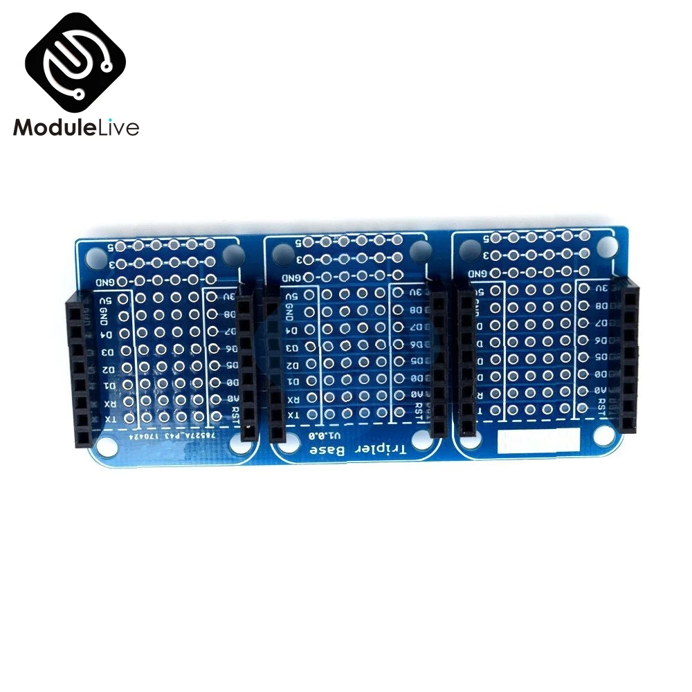 Для Wemos D1 Mini Triple Socket Triplet Basic Shield совместимая с ESP8266 макетная Базовая плата модуль