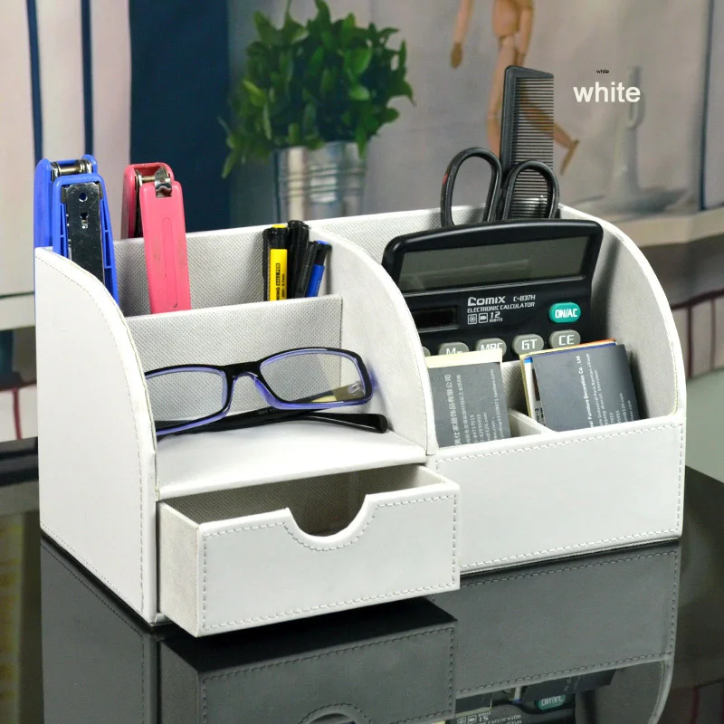 Ящик для хранения дома и офиса деревянный Органайзер из искусственной кожи