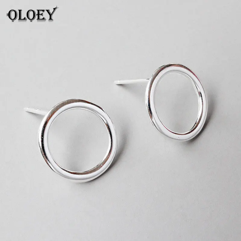 OLOEY 925 пробы серебряные серьги простые круглые серьги-гвоздики для женщин гипоаллергенные женские серьги ювелирные изделия YME338