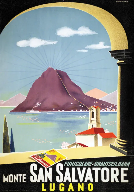 Switzerland Swiss Tessin Tourism Posters Monte San Salvatore Classic Wall Stickers Vintage Kraft Poster Home Bar Decor Gift | Дом и сад