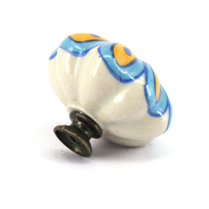 Dia 43 мм Цветочные расписанные вручную керамические дверные ручки в виде тыквы