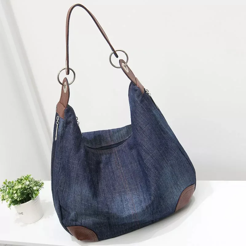 Large Dark blue Новые модные большие роскошные сумки, женская сумка, дизайнерские женские ручные сумки, большие кошельки, джинсовая сумка, сумка через плечо, сумка через плечо - Цвет: Large Dark blue