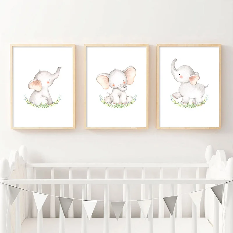 Настенная картина для детской комнаты постер на холсте с принтом слона животное