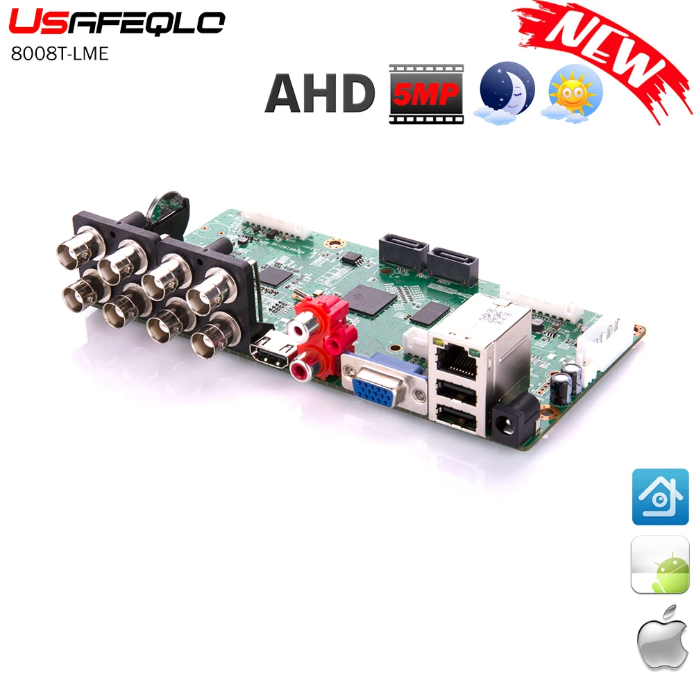 6 в 1 8CH 5MP-N/4M-N AHD DVR наблюдения безопасности CCTV рекордер 1080N Гибридный DVR плата для аналогового AHD CVI TVI IP
