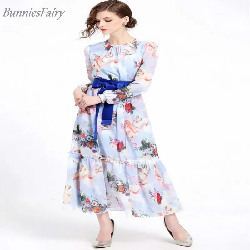 BunniesFairy богемный Вдохновленный Ангел Фэнтези цветочный принт длинное платье