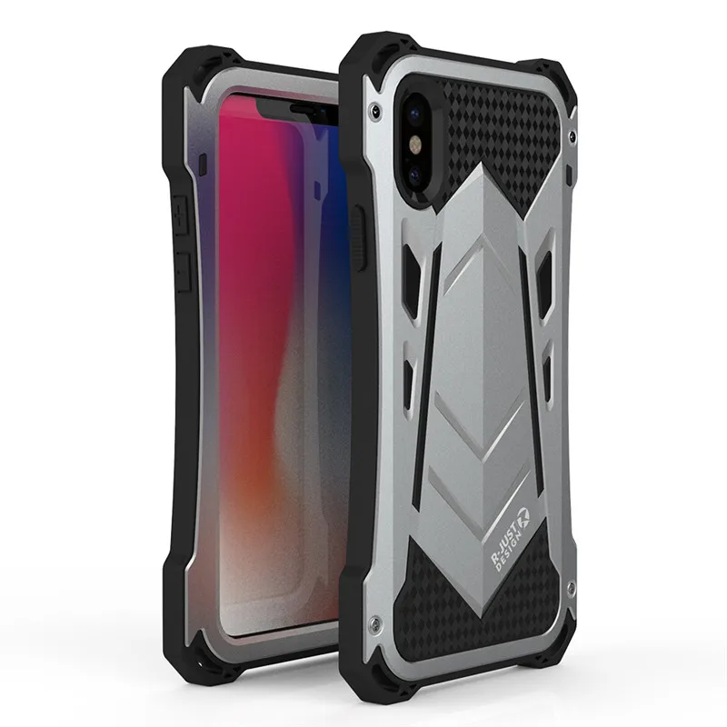 silver Водонепроницаемый ударопрочный чехол IP54 для iPhone X, 7 Plus, Защитный металлический чехол Doom для iPhone 7, чехол R-just для iPhone 8 Plus - Цвет: silver