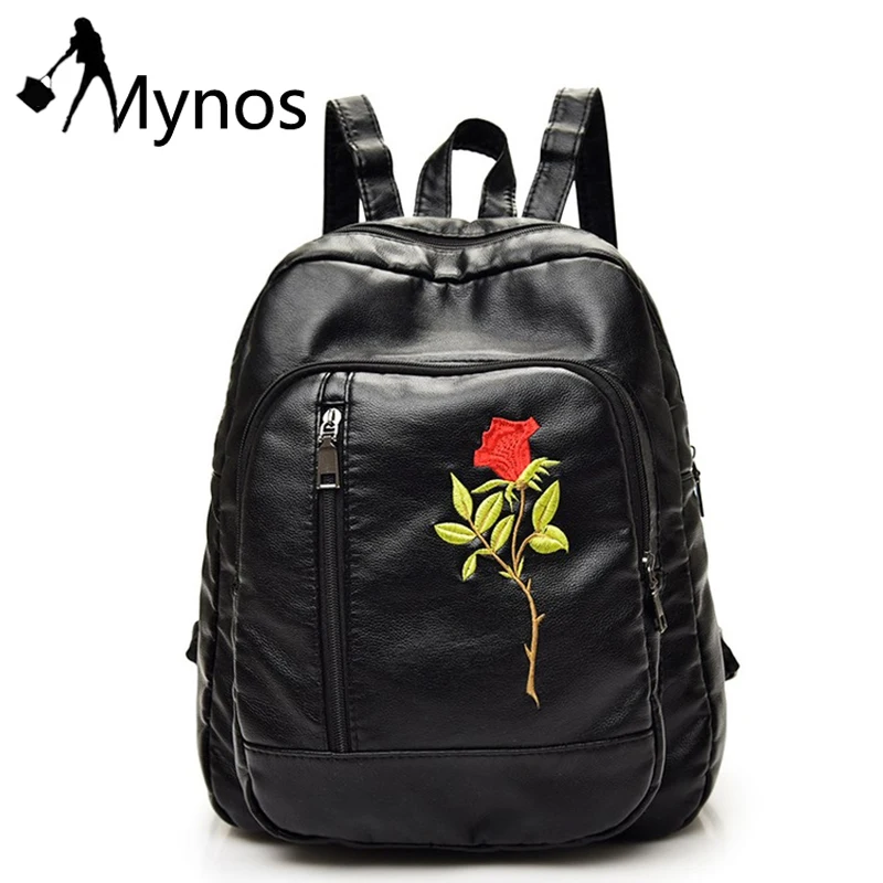 Mynos Роза вышивка рюкзак женские рюкзаки для девочек подростков школьная сумка