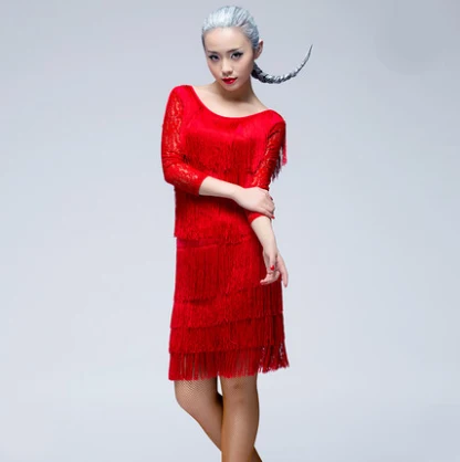 Платье для латиноамериканских танцев привлекательные кружевные юбки с бахромой