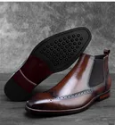 Модные черныекоричневые ботинки челси, мужские ботильоны, классические ботинки из натуральной кожи, женская обувь