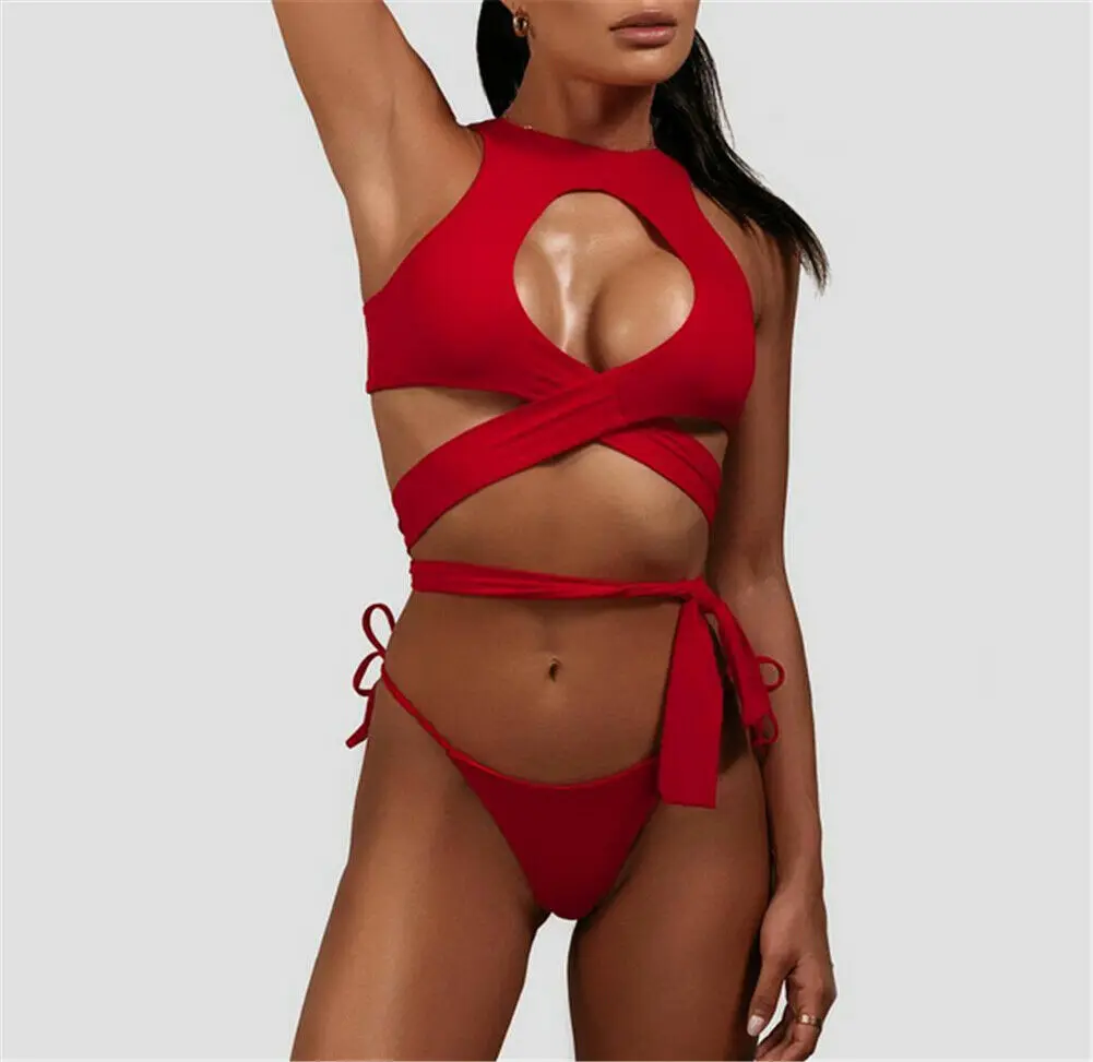 

Women's Swimming Suit Sexy Women Push-up Padded Bra Bandage Bikini Set Swimsuit e Swimwear Hollow Fashion Bathing Suit