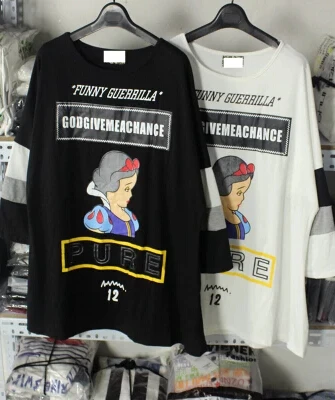 Korean Harajuku style spoof of the European and American cartoon Snow White embroidery baseball influx women was thin loose | Женская