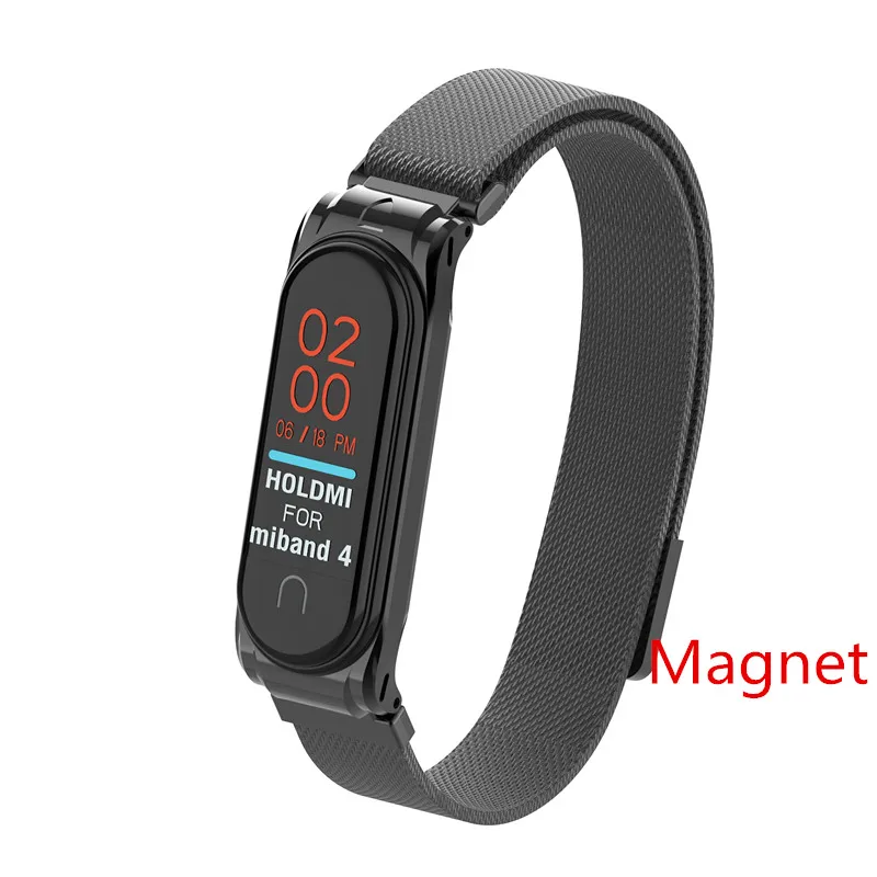 Mi Band 4 3 магнитный ремешок металлический ремешок из нержавеющей стали mi band 4 3 браслеты mi band 4 3 ремешок металлический браслет для xiaomi mi band 4 - Цвет: Black Magnet