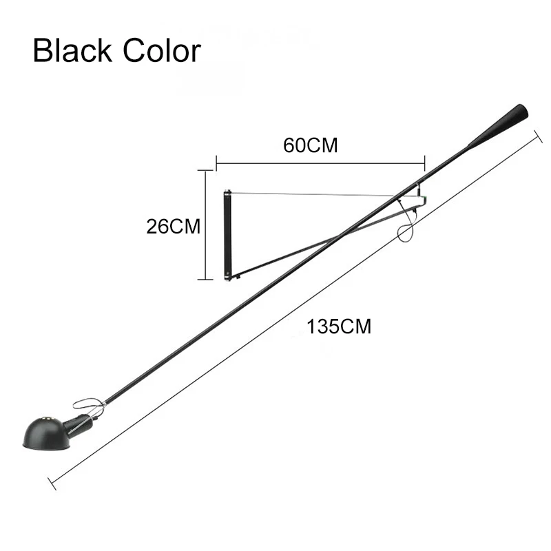 Color Black European Art Decor LED Wall Mounted Bedside Light White Black Adjustable Long Arm Wall Lamp With Switch and EU/US Plug In - Цвет абажура: Color Black