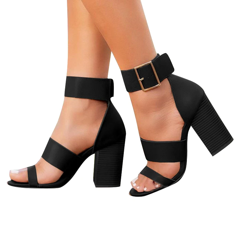 Женские летние сандалии гладиаторы с открытым носком на высоком каблуке