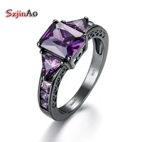 szjinao byzantine 925 sterling silver ring women black gold purple amethyst rings wedding vintage designer fine jewelry handmade