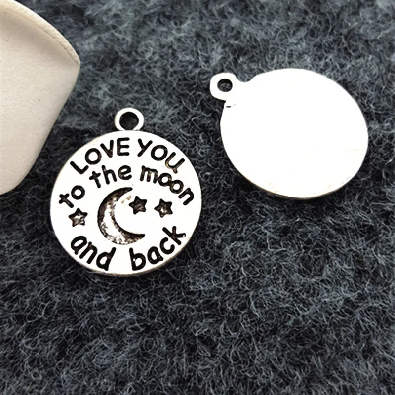 20 шт./лот 18 мм ювелирные аксессуары древняя серебряная надпись love you to the moon и back