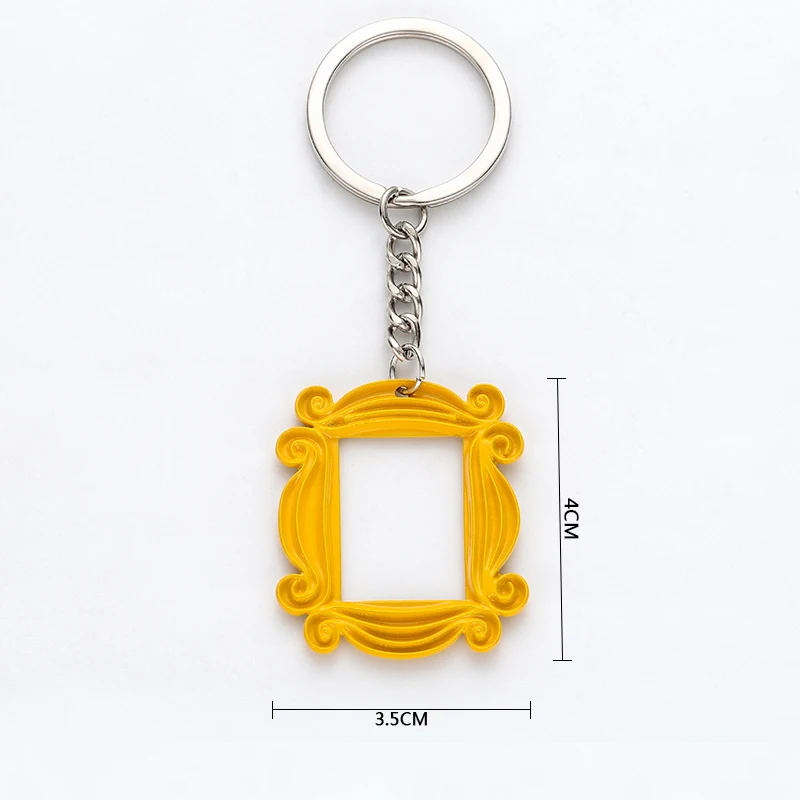 

Yellow Photo Frame Anime Keychain Stainless Steel Round Cute KeyChain Fashion Jewelry Choker Women Souvenir Gift Keyring Jewelry
