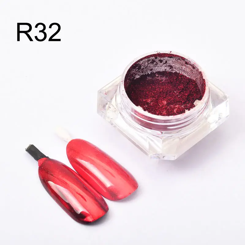 R32 FWC, 11 цветов, 0,5 г, зеркальный блеск для ногтей, порошок, металлический цвет, УФ-гель для дизайна ногтей, полировка, хромированные хлопья, пигментные, пылевые украшения - Цвет: R32