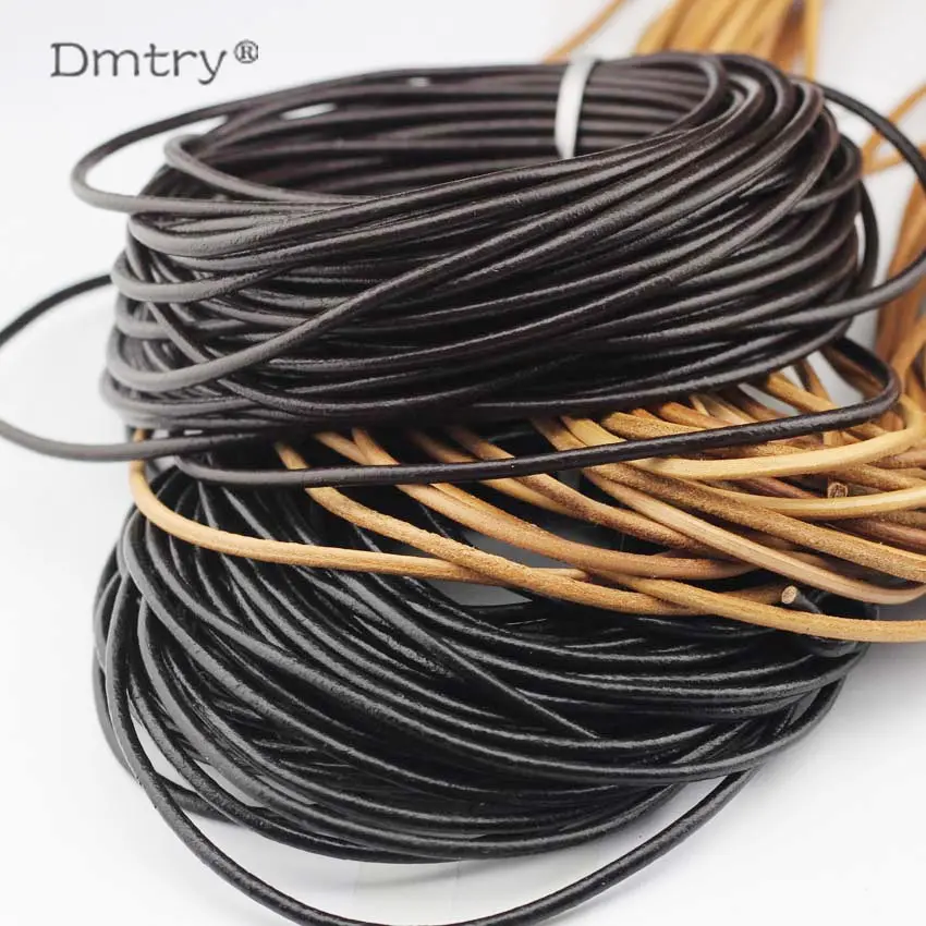 

Anslow 3meter/lot Fashion Jewelry 4mm Genuine Round Leather For Diy Bracelet Necklace Jewelry Findings Mental Material LT0001