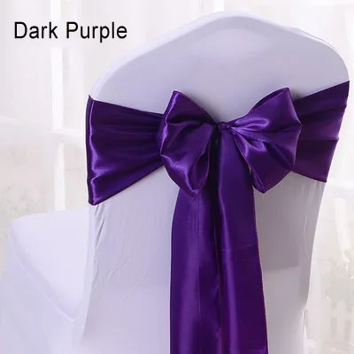 Dark Purple 17*275 см атласная бабочка стул пояс лента для гостиницы банкета Свадебная вечеринка украшение красный/синий/желтый разноцветный SD69 - Цвет: Dark Purple