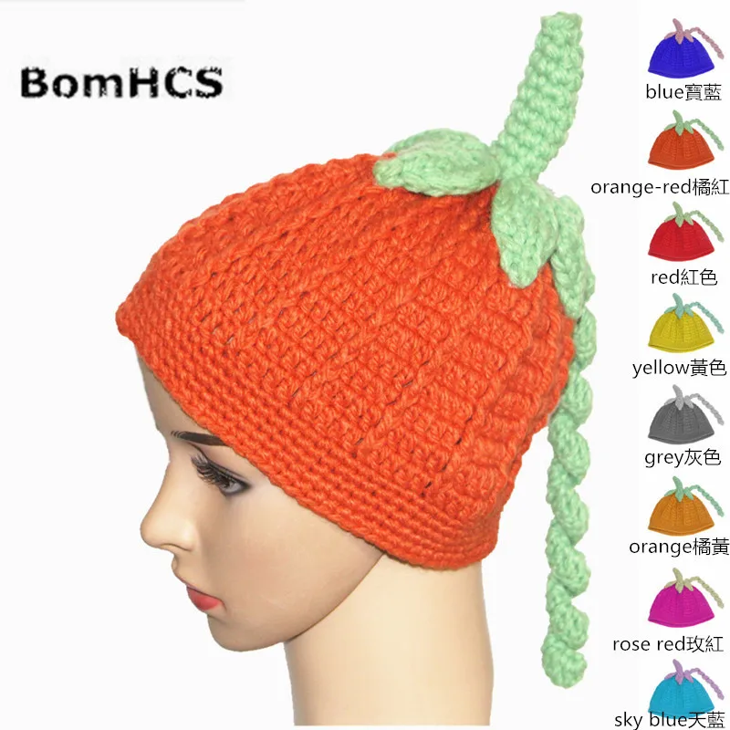 

BomHCS Милая Тыква вязаная шапка ручной работы Зимняя Толстая шапка бини Хэллоуин Рождественский Забавный подарок