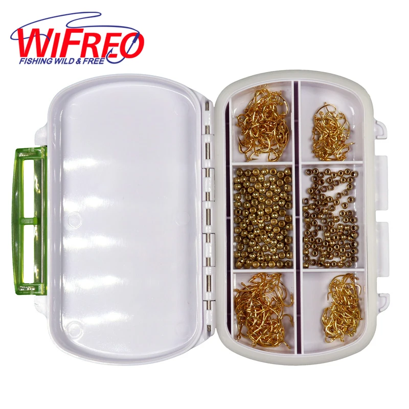 

Wifreo Fishing Hook Brass Bead 3.8 2.8mm Fly Box Set Fly Tying Material for Beginner Nymph Scud Shrimp Caddis Larva Tying Combo