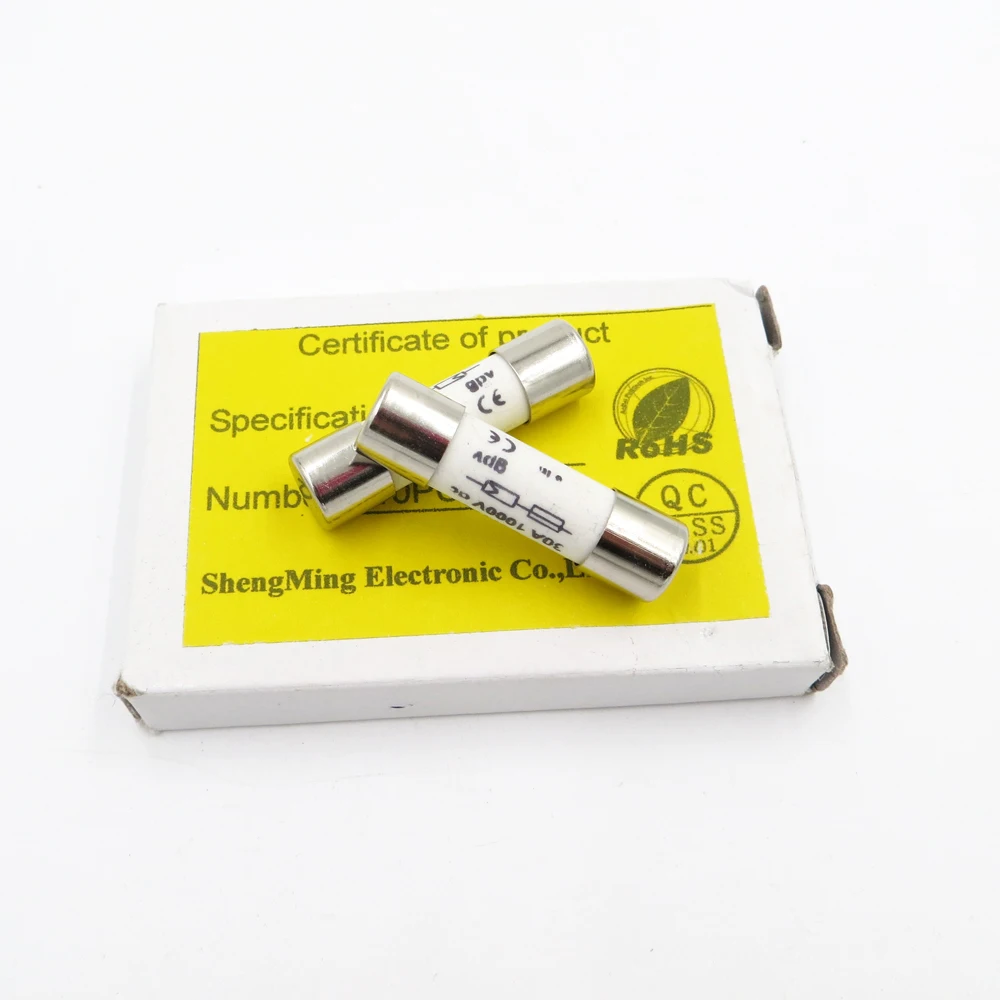 Металлический плавкий предохранитель для солнечных панелей 10 А 1000 В х38 мм 2 шт.|pv