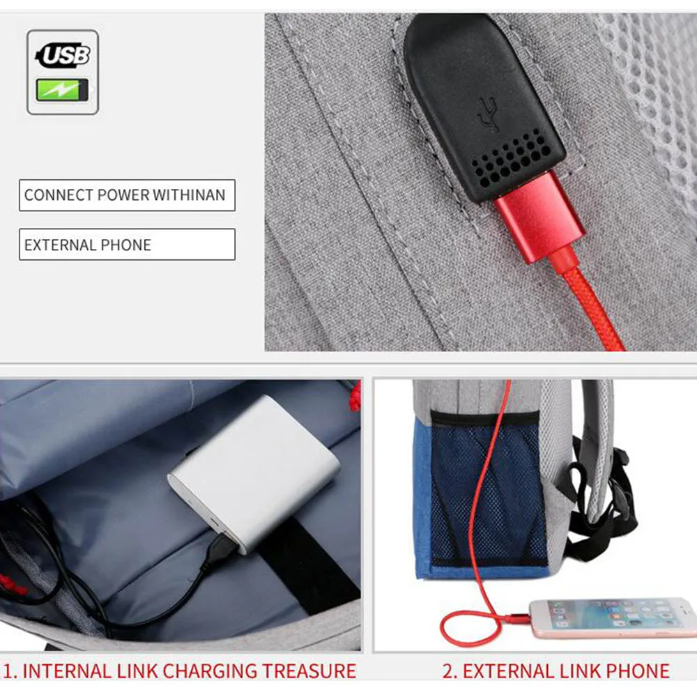 Водонепроницаемый зарядка через usb сумка для ноутбука Тетрадь сумки компьютер PC рюкзак унисекс путешествия рюкзак на молнии