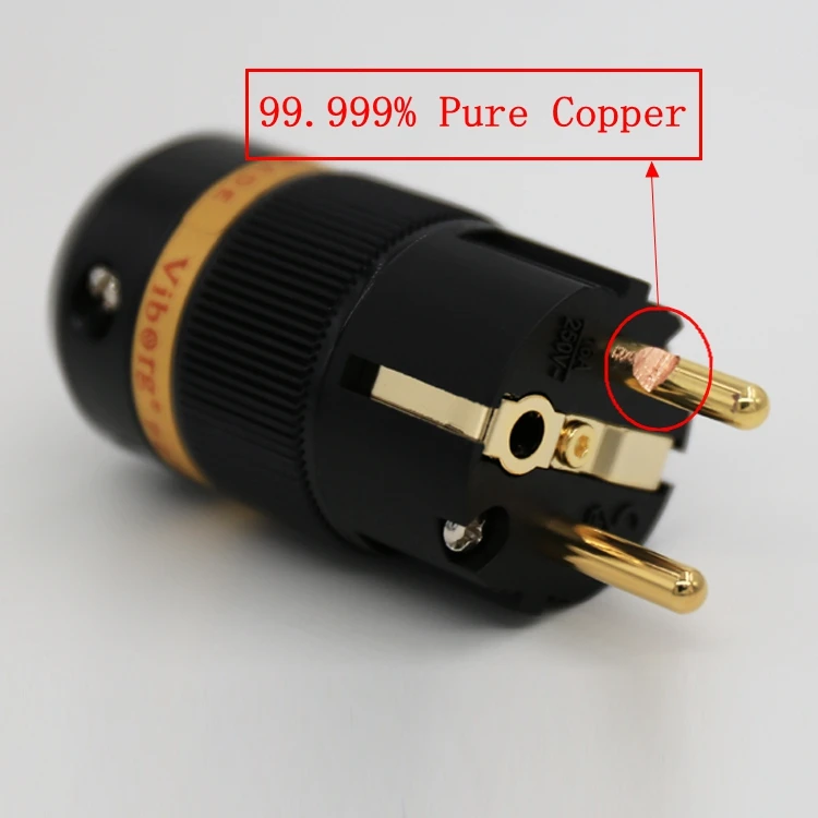 Выборг VE501G + VF501G 99.99% чистый Медь 24K позолоченные Schuko Мощность разъем IEC гнездовой