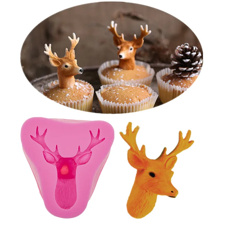 Модная новинка форма головы рождественского оленя для сладкого торта ручная