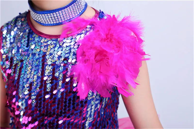 Женские детские блестки джазовые танцевальные костюмы Детские градиентные в