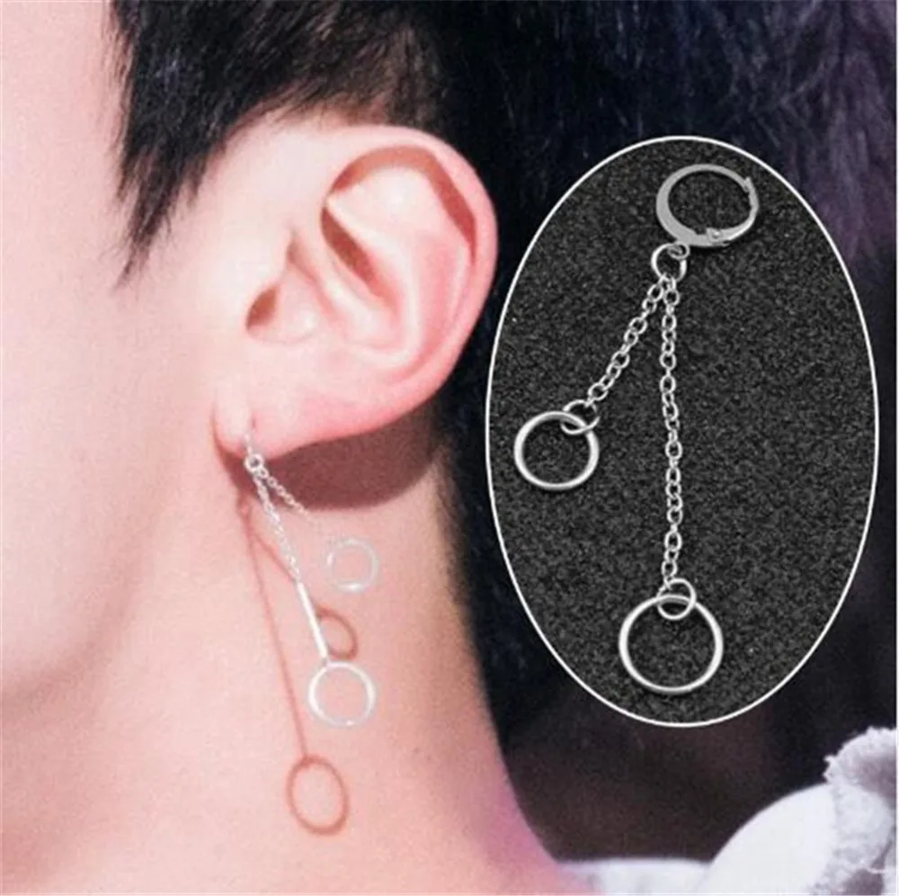 Корейские модные серьги корейские kpop Длинные мужские и гвоздики для женщин