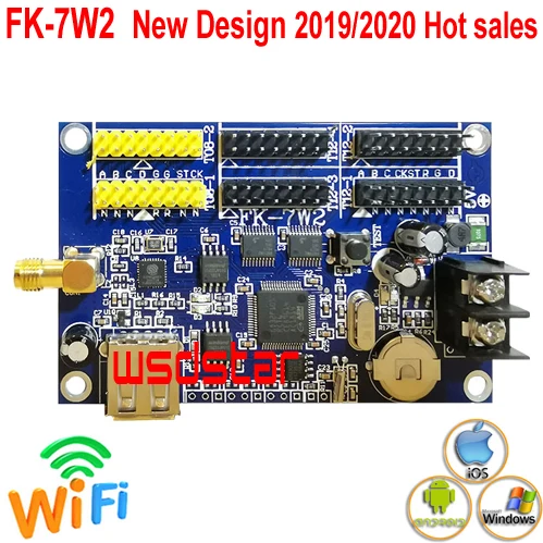 Светодиодная карта контроллера FK-7W2 WIFI 2 * HUB08 & 4 HUB12 1536*32 одноцветная двухцветная