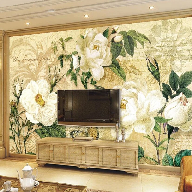 wellyu Custom wallpaper 3d mural European retro flower обои TV background wall living room bedroom decorative painting | Обустройство
