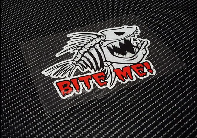Reflective Funny Fishing Car Stickers Fish Skeleton Bite Me Decals Motocross Racing Decal Scratch Cover | Автомобили и мотоциклы